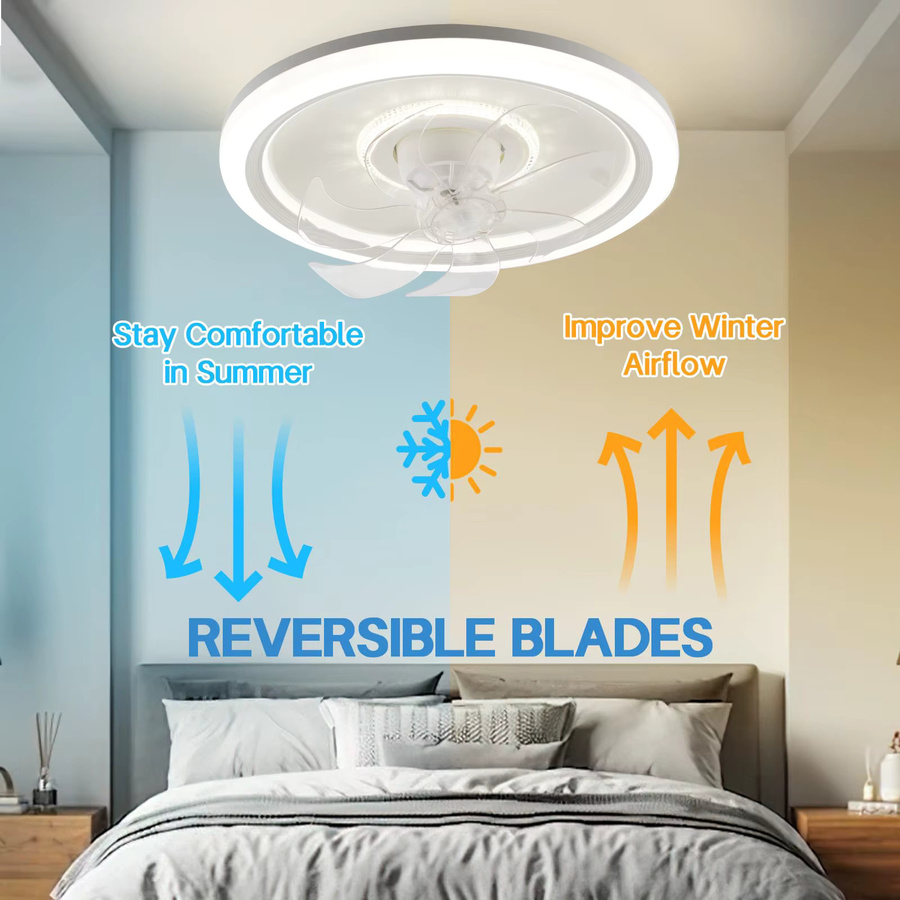 IRALAN Smart Deckenventilator mit dimmbarer LED-Lampe in Weiß, modern und geräuscharm - Bild 3