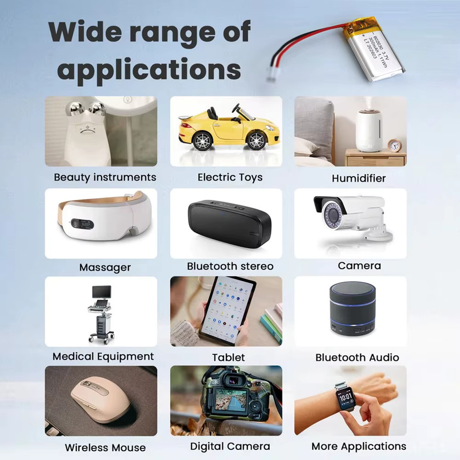 PUJIMAX 602030 Lithium-Akku 3,7V 300mAh Li-Ionen-Polymer-Batterie in Silber für Bluetooth-Headset, Lautsprecher und Monitor - Bild 3