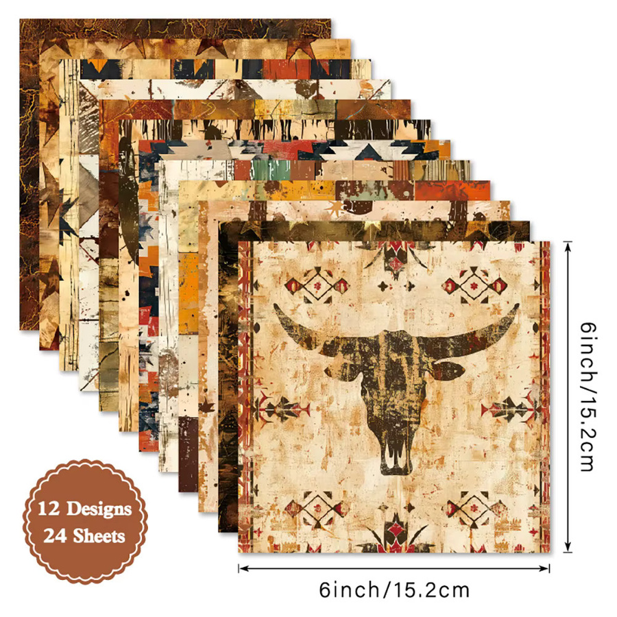 Alinacutle Afrika-Papierpaket mit 24 Blatt gemustertem Scrapbooking-Papier in Multicolor, Breite: 15,2 cm - Bild 2