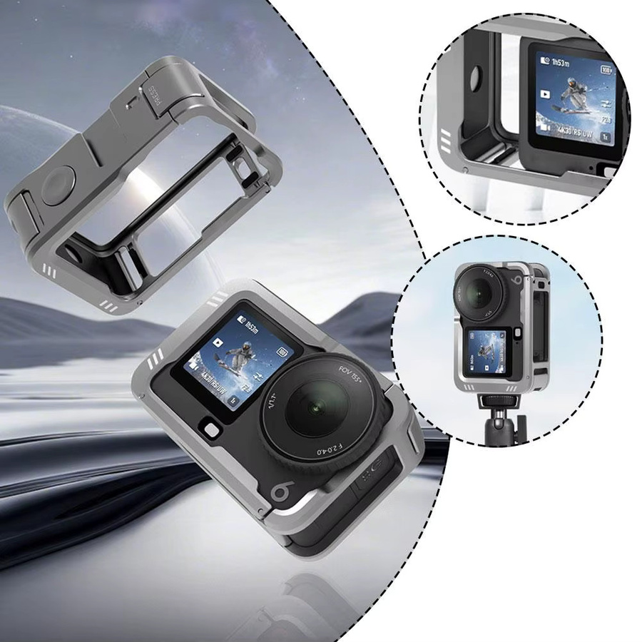 DJI Osmo Action 6 Metall-Erweiterungshalterung aus Aluminiumlegierung in Grau für Rundumschutz und Kamerazubehör - Bild 6
