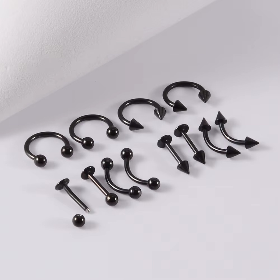 Piercing Set Edelstahl, Silber, Vergoldet, Schwarz, Regenbogen, Unisex - Bild 1