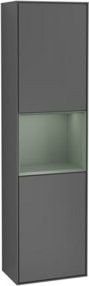 V&B Hochschrank Finion in Anthrazit mit LED-Beleuchtung und Glastüren, B: 41,8 cm, H: 151,6 cm - Bild 1