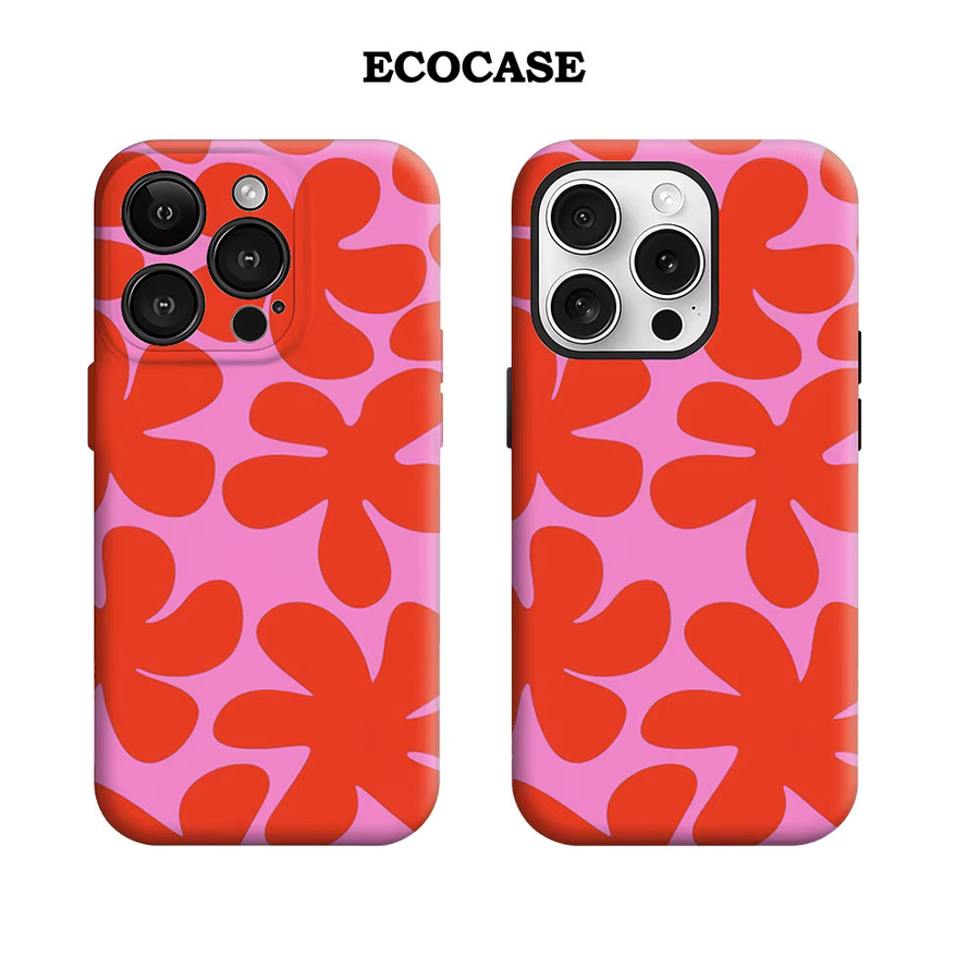 Handyhülle mit rosa und roten Blumen für Apple iPhone 11 bis iPhone 17 Pro Max Plus mit doppelschichtiger Rückseite - Bild 2