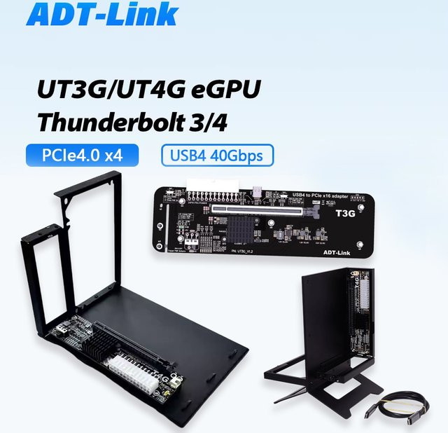 ADT-Link UT3G UT4G Externe Grafikkarten-Dockingstation für Thunderbolt 3/4 und USB4 zu PCIe 4.0 X16 eGPU-Adapter in Schwarz - Bild 1