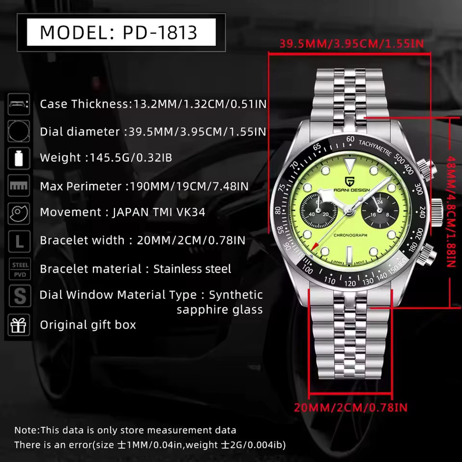 PAGANI DESIGN Chronograph, Edelstahl, Quarz, Keramiklünette, Herren - Bild 6