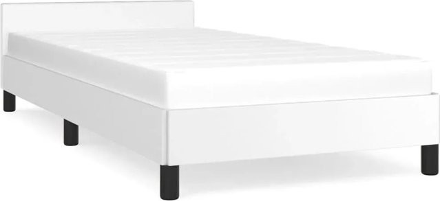 vidaXL Bettgestell mit Kopfteil in Weiß aus Kunstleder, B/T/H: 80 x 200 cm - Bild 1