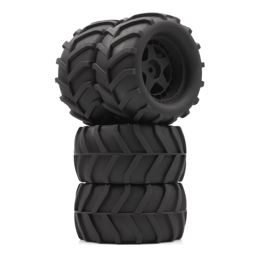 RCXAZ Gummi-Offroad-Reifen mit Rädern, Zubehör, Schwarz - Bild 4