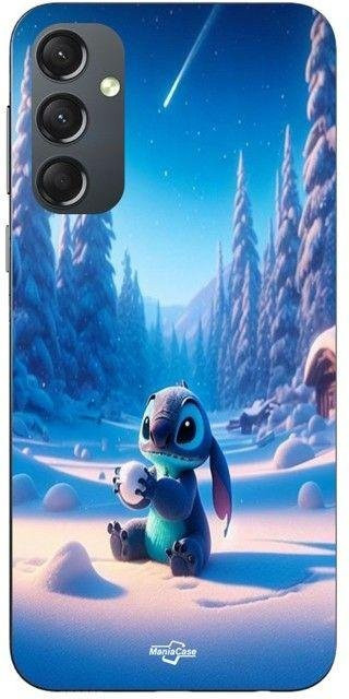 MANIACASE Silikon Handyhülle für Samsung Galaxy A34 mit niedlichem Stitch Sternenhimmel in Blau - Bild 1
