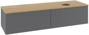 V&B Waschtischunterschrank Antao mit Frontstruktur, Eiche honig, Anthrazit lackiert, B/T: 160 x 50 cm - Bild 1