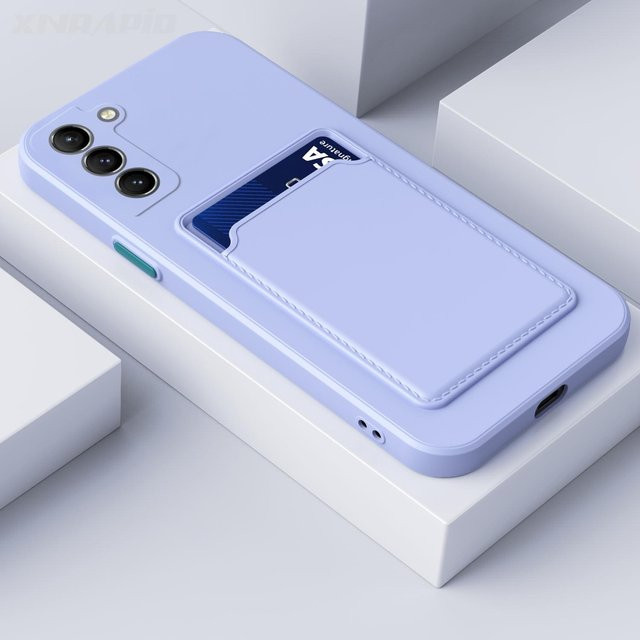 Silikon Handyhülle mit Kartensteckplatz für Samsung Galaxy S25 S24 S23 S22 S21 S20 FE Ultra Plus 5G in Purple - Bild 1