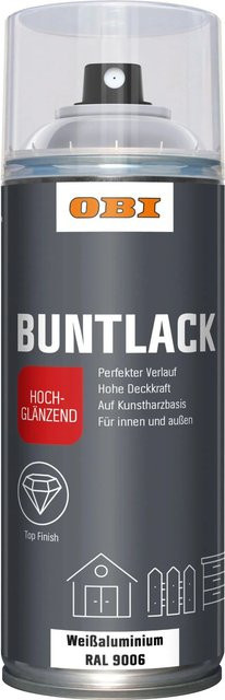 OBI Buntlack Spray Weißalu RAL 9006 hochglänzend 400 ml - Bild 1
