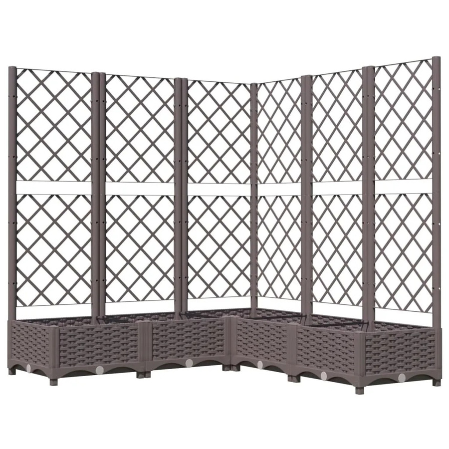 vidaXL Pflanzkübel mit Rankgitter aus Polypropylen in Braun, B/T/H: 120 x 120 x 121,5 cm - Bild 2