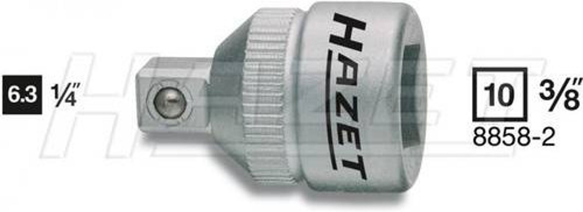 Hazet Reduzierstück 8858-2 mit 3/8 Zoll 4-Kant Antrieb und 1/4 Zoll 4-Kant Abtrieb, Länge: 26 mm, Silber - Bild 2