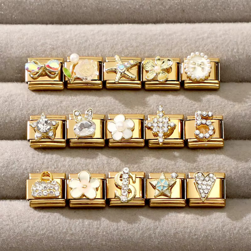 Yolorist Charm Links, Edelstahl, Gold, Zirkonia, Damen - Bild 2