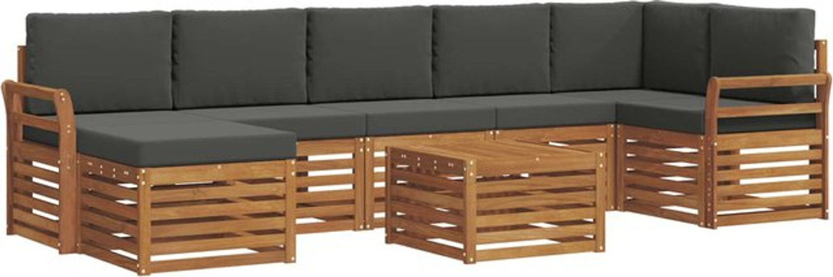 vidaXL Outdoor-Sofagarnitur aus Akazie mit 8-teiligem Set und Kissen in Natur und Anthrazit - Bild 1