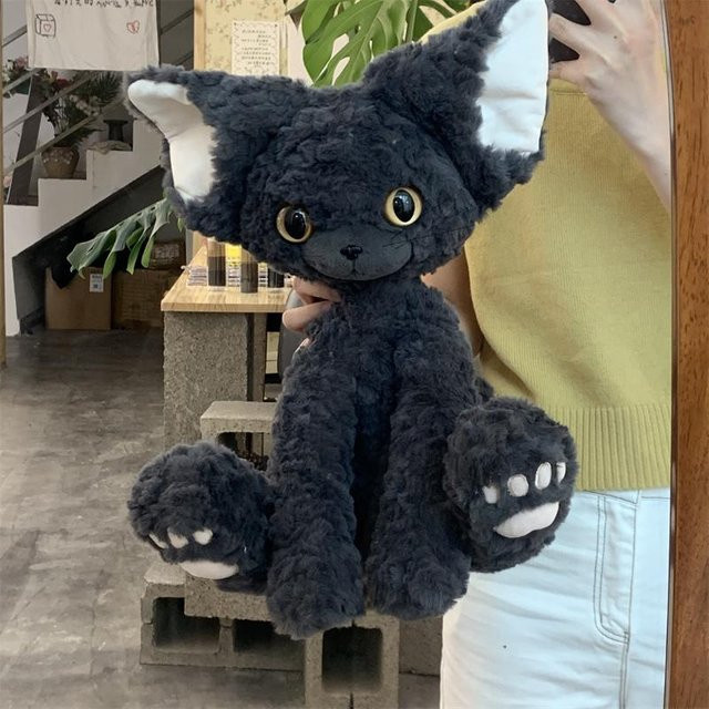 Linyi toy Devon Rex Katze Plüschtier, Schwarz-Weiß, mit Spinnenkrawatte - Bild 1