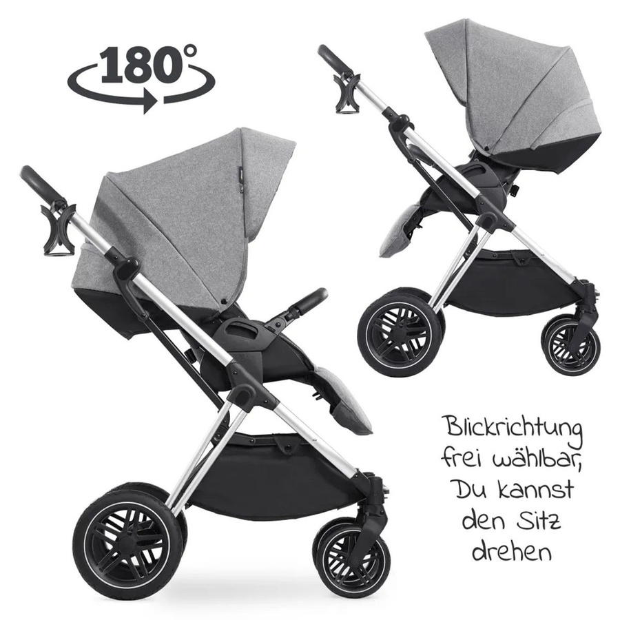 Hauck Kombi-Kinderwagen Vision X Duoset 3in1 mit Babywanne und Sportsitz in Melange Grey/Silver/Black - Bild 8