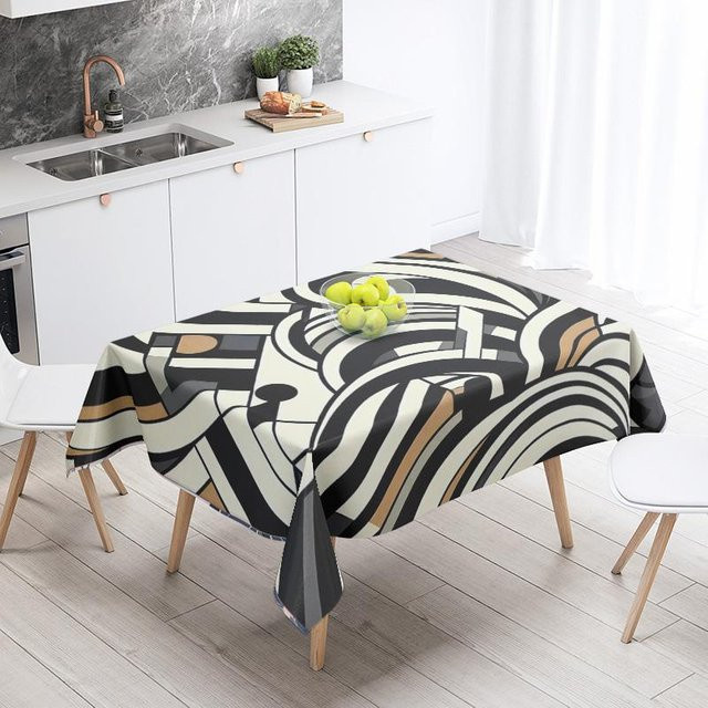 JMG Household Supplies Tischdecke mit abstraktem geometrischem Design, wasserabweisend, Polyester, Mehrfarbig, B: 140 cm, T: 200 cm - Bild 1