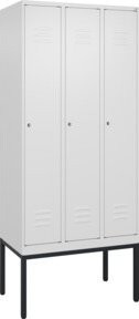 C+P Spind Classic PLUS Garderobenschrank mit 3 Abteilen, Stahlkonstruktion, Zylinderschloss und Garderobenhaken, H x B x T: 212 x 90 x 50 cm - Bild 1