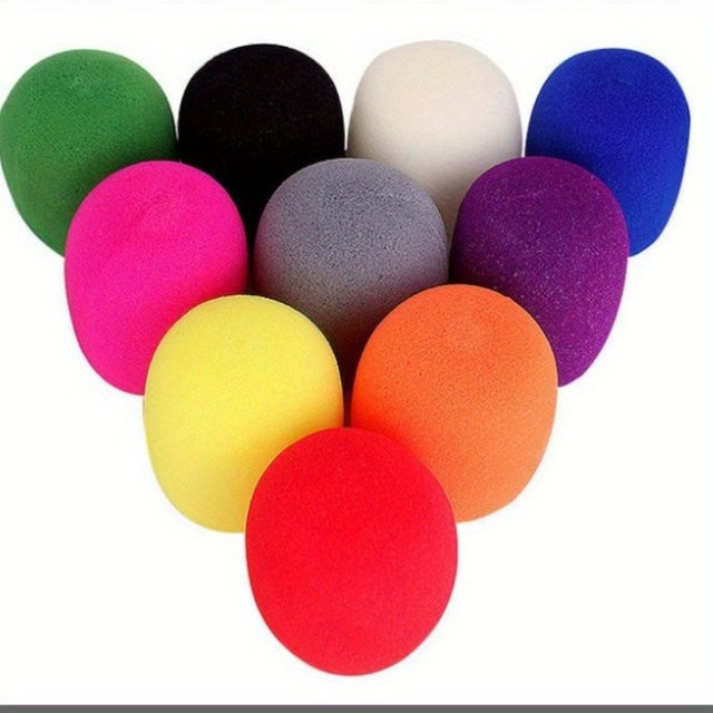 10er Set Bunte Mikrofon Windschutzscheiben aus Schaumstoff als Ball Typ Abdeckung für Recorder und Stiftmikrofone in Orange und Multicolour - Bild 1