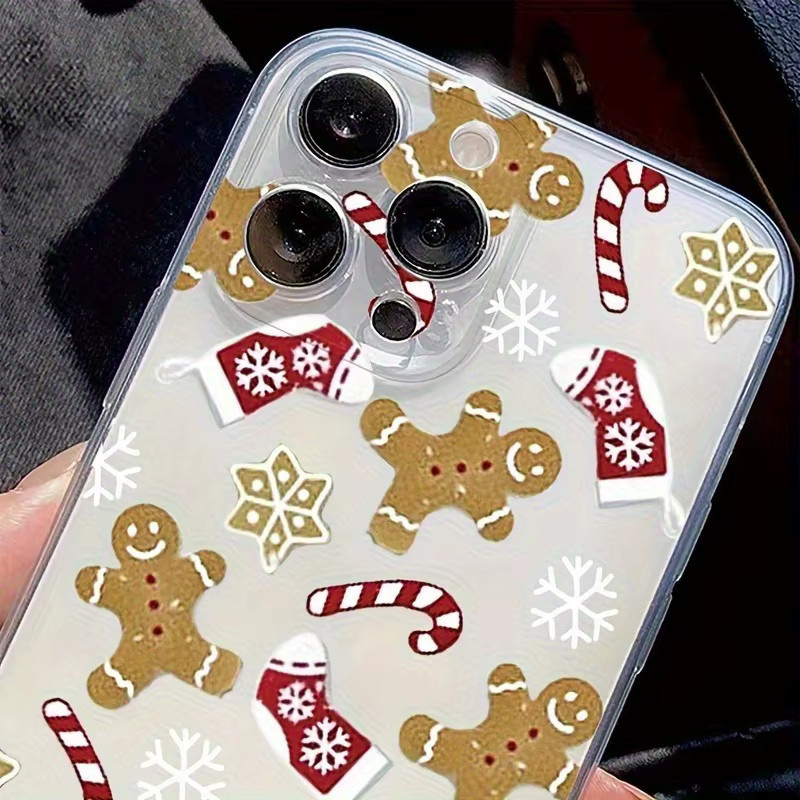 Transparente TPU-Handyhülle mit Weihnachts-Zuckerstangenmuster für Apple iPhone 17 16 15 14 13 12 11 Pro Max Plus SE und andere Modelle - Bild 3