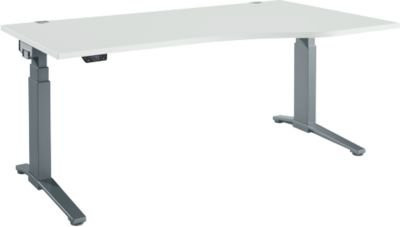 Schäfer Shop Genius Schreibtisch ERGOSTYLE S, elektrisch höhenverstellbar, C-Fuß, Lichtgrau/Anthrazit, B: 180 cm, T: 80-100 cm, H: 64,5-130,5 cm - Bild 1