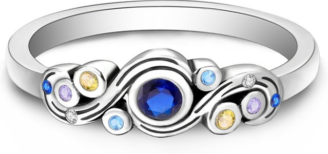 parmuz Van Gogh Sternennacht-Ring, 925 Silber, Zirkonia, Damen, Mädchen - Bild 1