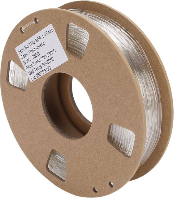 Bisofice TPU-Filament für FDM-3D-Drucker, 1,75 mm, 95 A, 250 g, transparent - Bild 1