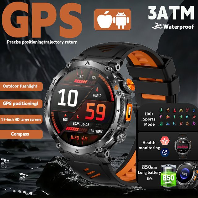 KULANNDER Smartwatch, GPS, Schwarz, 3 ATM, Herren - Bild 1