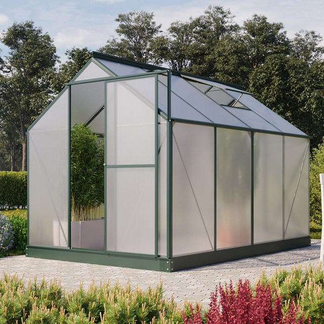 Vitavia Gewächshaus Eos 6000 in Smaragdgrün mit 6,0 m² Fläche, Polycarbonat-Platten und Schwingtür - Bild 1
