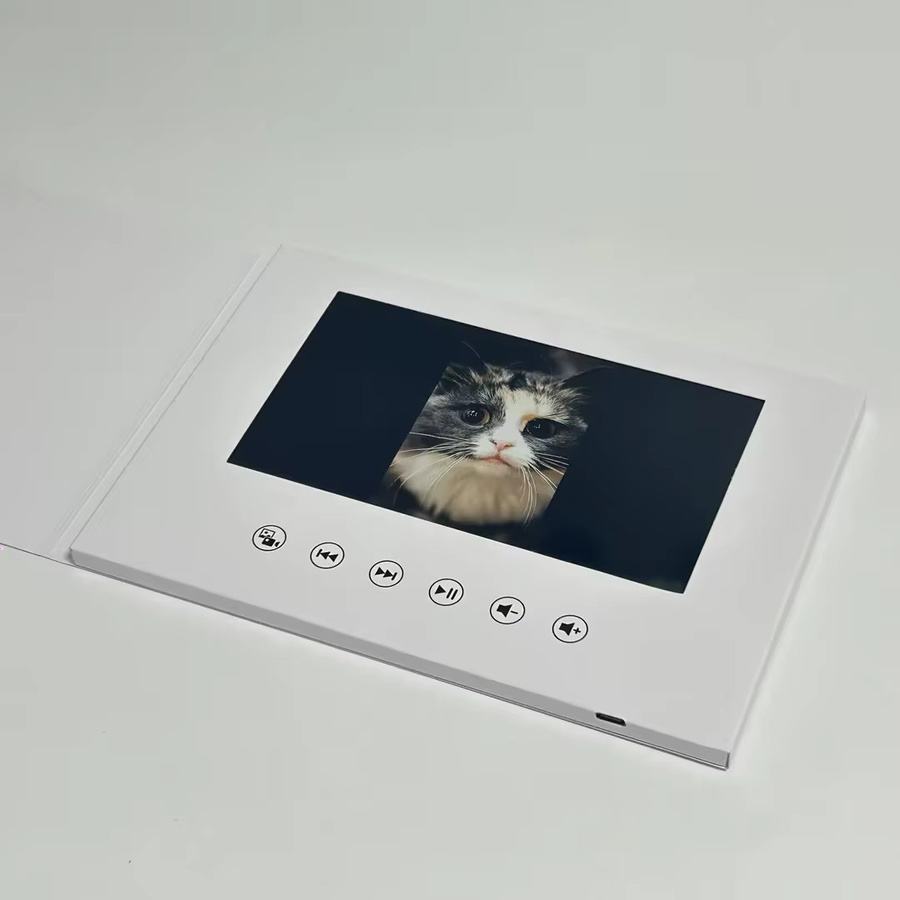 Zoeydam Videobook-Karte mit 7 Zoll LCD-Display, 4 GB Speicher, Weiß, Musik-Grußkarte für Fotos und Videos als Geschenk oder Hochzeitseinladung - Bild 2