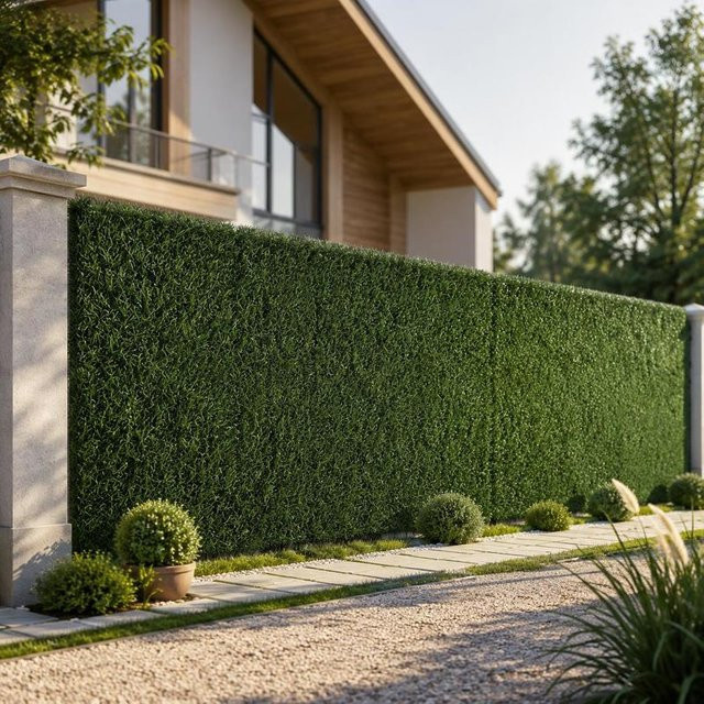 Künstlicher Sichtschutzzaun in Grün mit natürlicher Grasstruktur aus Kunststoff und Stahl, Breite: 600 cm, Höhe: 100 cm - Bild 1