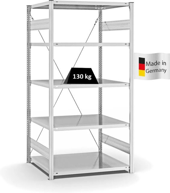 PROREGAL Fachbodenregal Stecksystem T-Profil Light-Duty in Lichtgrau mit 5 Ebenen, H x B x T: 200 x 100 x 80 cm - Bild 1