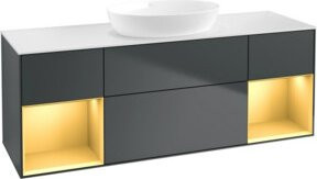 V&B Waschtischunterschrank Finion mit Wandbeleuchtung, Grau lackiert, Breite: 160 cm, Tiefe: 50,1 cm, Höhe: 50,1 cm - Bild 1