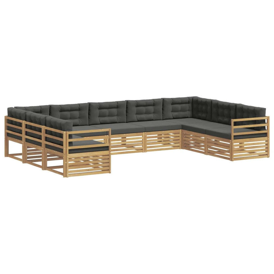 vidaXL Outdoor-Sofagarnitur in U-Form aus Akazie Massivholz mit Polstern, 9-teilig, Weiß und Anthrazit - Bild 2