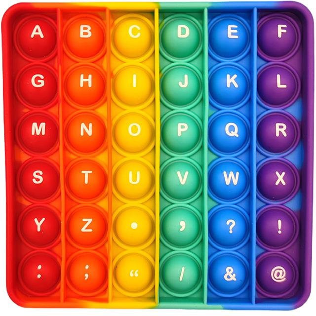 Kidsly Regenbogen-Zappelspielzeug, Buchstaben A–Z, Zahlen 1–30, Push-Bubble-Stressabbau-Quetschspielzeug - Bild 1