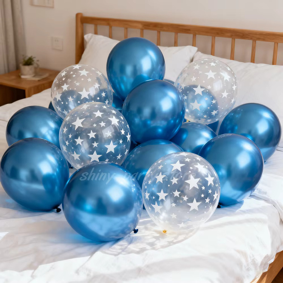 GSF Ballon Set Blau Transparent mit Sternen-Effekt aus Latex für Geburtstag und Hochzeit, 20 oder 50 Stück - Bild 2