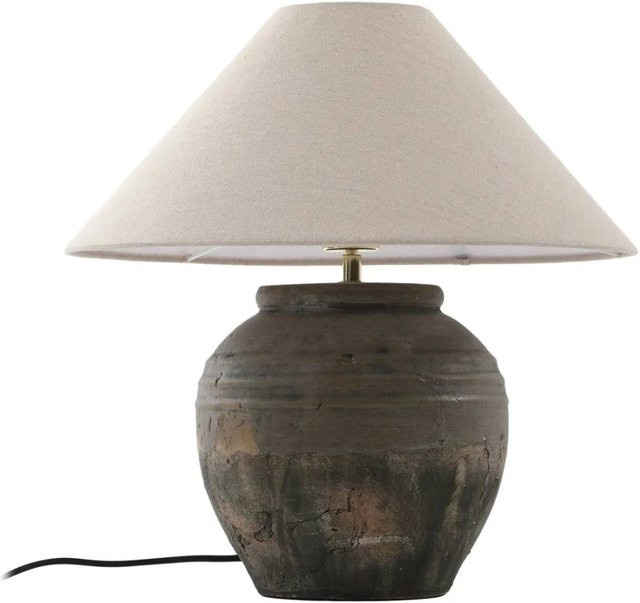 Lucande Tischlampe Thalorin in Braun aus Keramik und Textil, Skandinavisch, E27, Höhe: 46 cm - Bild 1