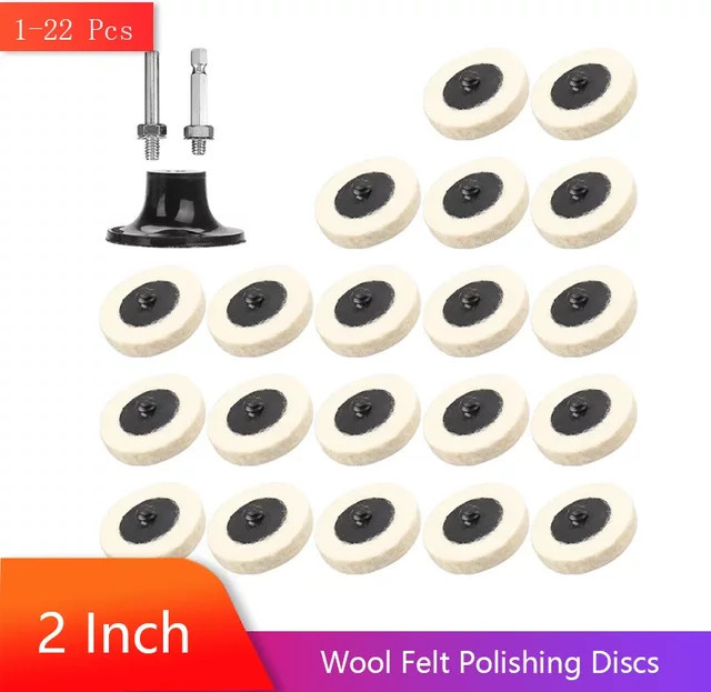 VIBRATITE Wollfilz-Polierscheiben rund mit 1/4 Zoll Schaft, Durchmesser: 50 mm - Bild 1