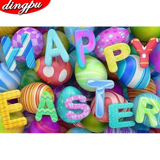 FIYO Diamantgemälde Frohe Ostern als Kreuzstich-Set in Blau und Multicolour, B/H: 20 x 30 cm - Bild 1