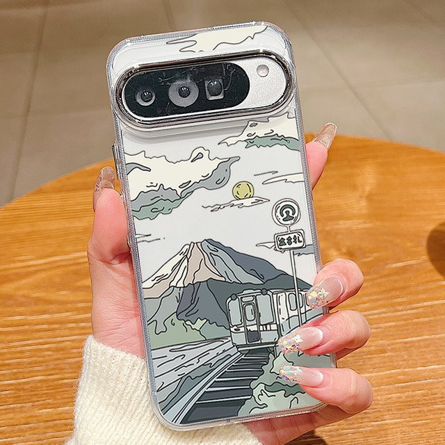 Stoßfeste Handyhülle mit Bergzug-Muster für Google Pixel 10 9 8 7 Pro XL 7A 8A 9A in Transparent/Multicolor aus weichem TPU - Bild 1