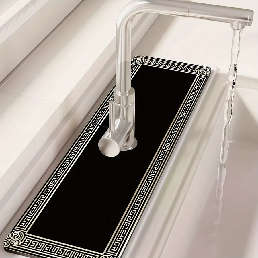 VIKAMA Wasserhahnmatte in Schwarz, wasserabsorbierende und feuchtigkeitsbeständige Drainagematte für Küche und Bad - Bild 4