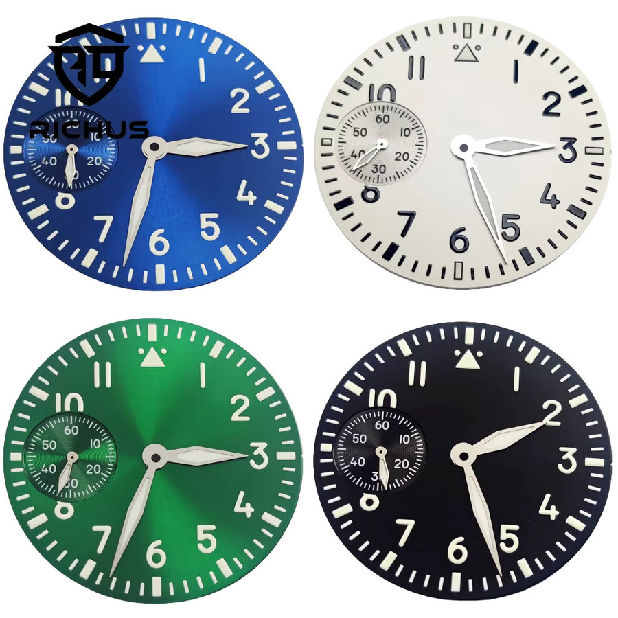 RICHUS Zifferblatt, 37 mm, grün leuchtend, passend für ETA6497 ST3600, Unisex - Bild 2
