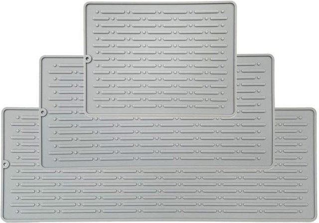 Rutschfeste Silikonmatte von DHDH in Grau, hitzebeständige Abtropfmatte und Topfuntersetzer, B/T: 30 x 14,5 cm - Bild 1
