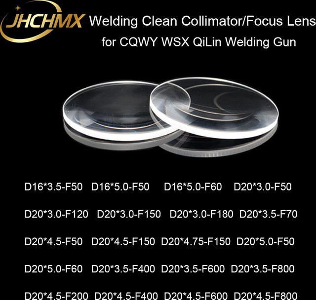JHCHMX Kollimator Fokuslinse D16/20 für Laser Handschweißpistolen, transparent, D20*4.5-F150 - Bild 1