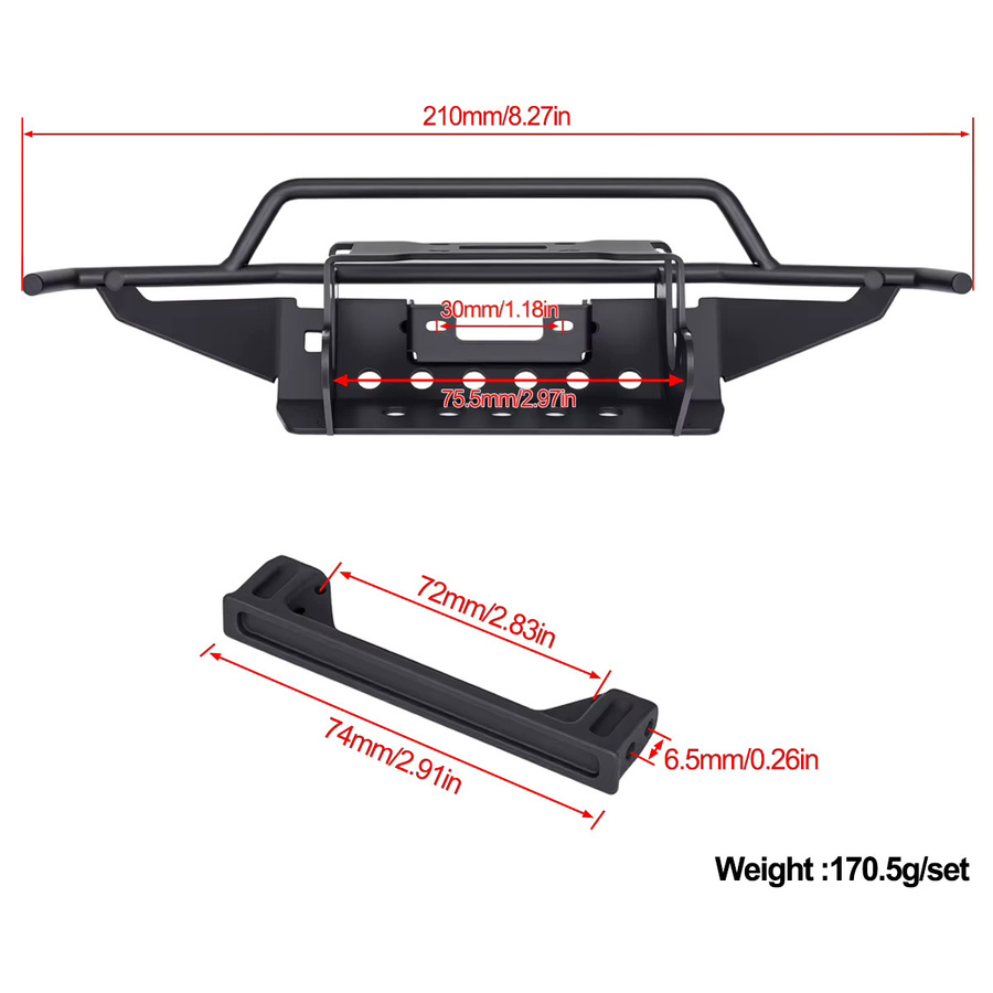 MALOM RC Spezieller Edelstahl-Frontstoßfänger für TRX-4 2021 Bronco 1/10 Crawler, mit integrierter Windenhalterung und Lichtleistenhalterung - Bild 2