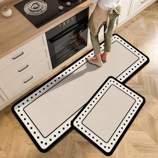 Lodestar Vintage Blumen Küchenteppich Beige, Rutschfeste Matte mit Retro-Muster, B/T: 60 x 40 cm - Bild 1