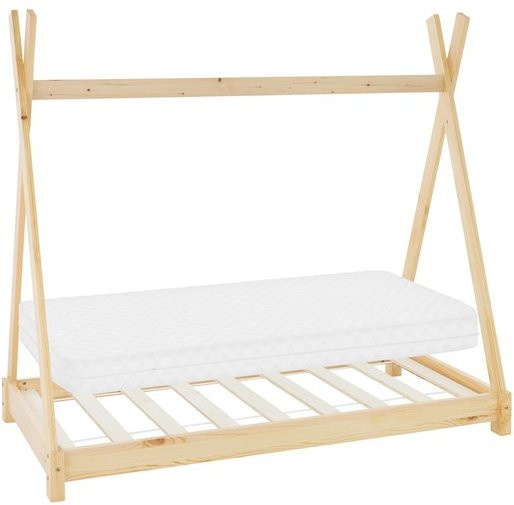 ML-Design Kinderbett Tipi aus Kiefernholz mit Matratze und Lattenrost, B: 70 cm, L: 140 cm, H: 137 cm - Bild 1