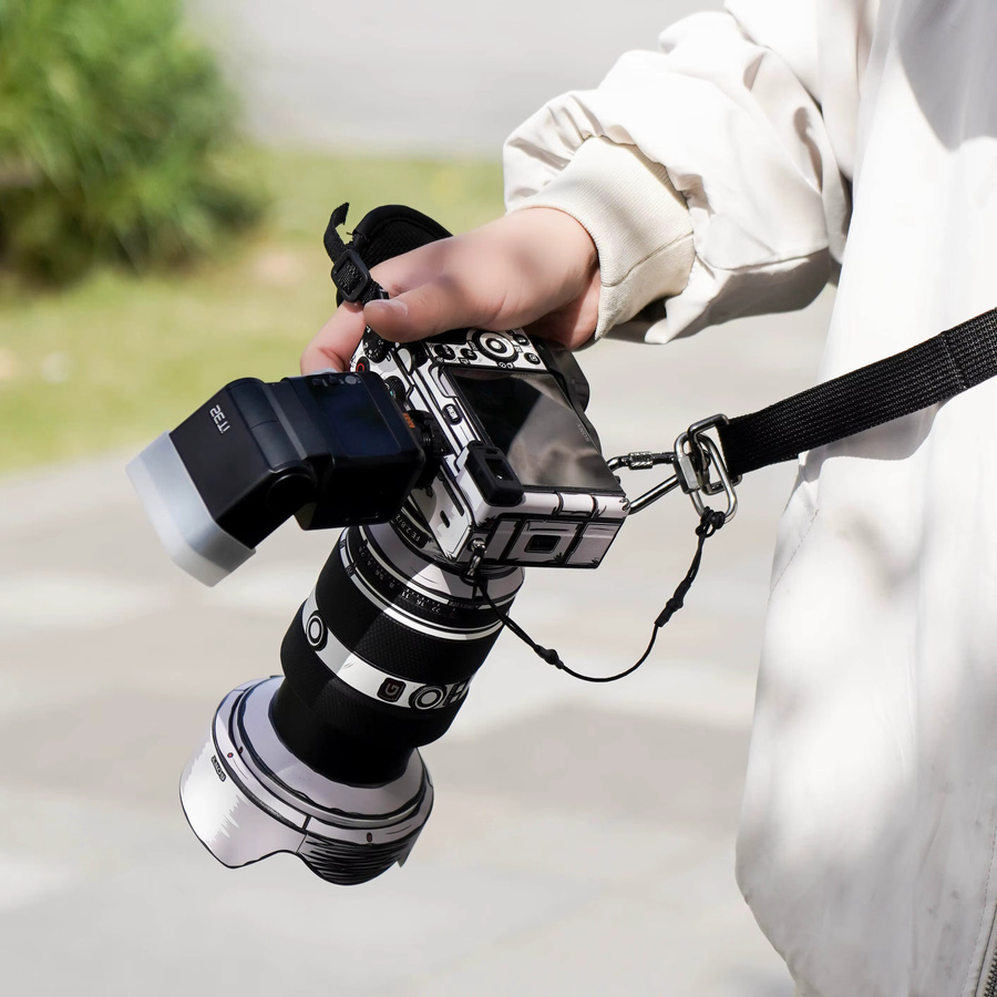 NiYi Dreipunkt-Schultergurt in Schwarz zur Nacken- und Druckentlastung für SLR und DSLR Kameras mit 1/4-Zoll-Schraube - Bild 3