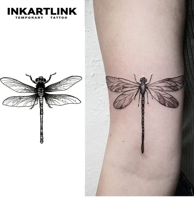 Temporäres Libellen-Tattoo, wasserfester semi-permanenter Aufkleber - Bild 1